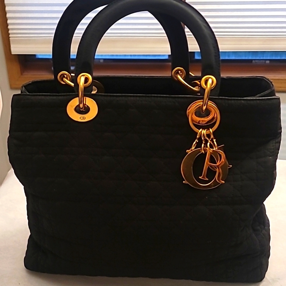 Christian Dior black nylon Lady Dior handbag